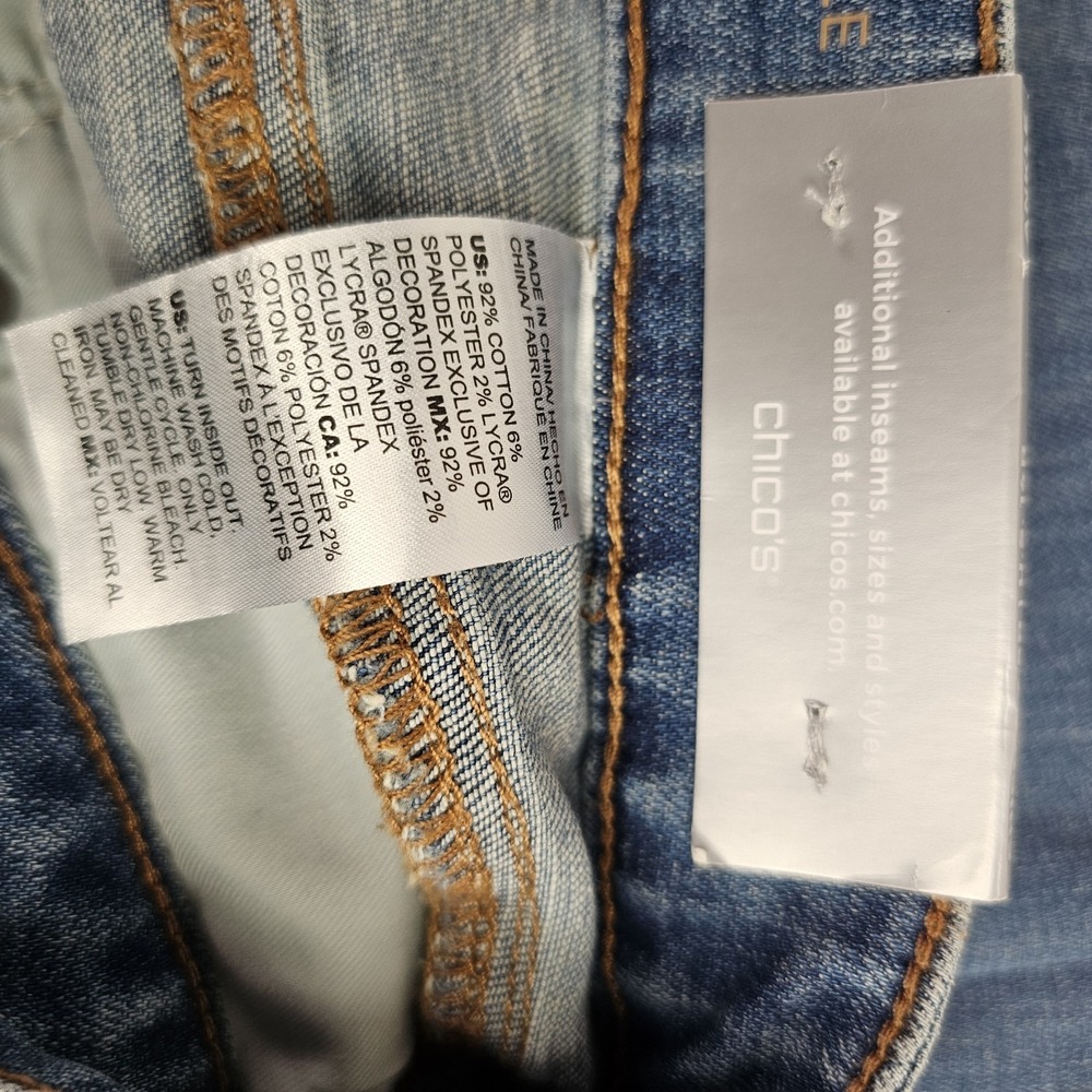 New Chico's So Slimming Girlfriend Ankle Jeans Size2.5R(US Size 14R) Blue - Picture 8 of 8